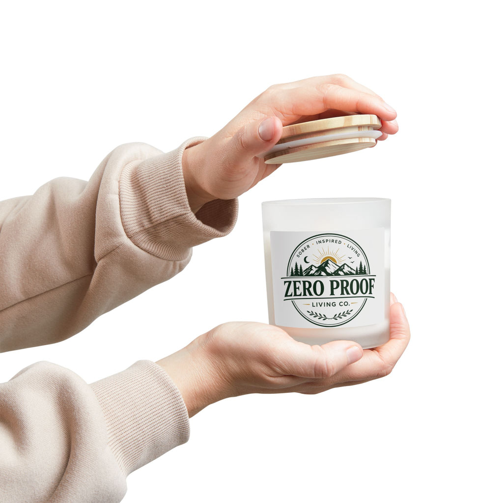 Zero Proof Living Co. Frosted Glass Candle — 11oz Sober Lifestyle Candle