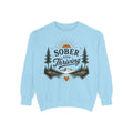 Sober and Thriving Sweatshirt — Inspirational Recovery Crewneck with Mountain & Pine Design