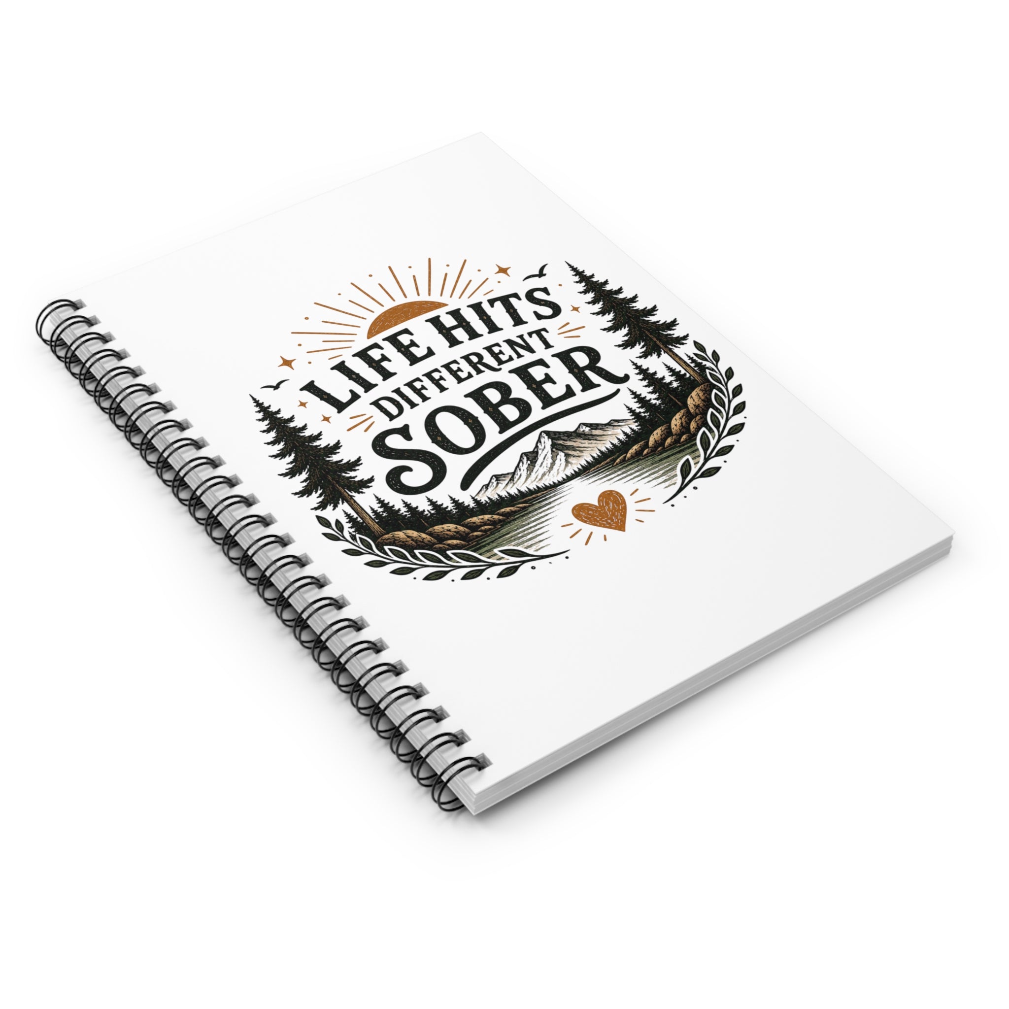 Sober Life Spiral Notebook — "Life Hits Different Sober" Ruled Journal