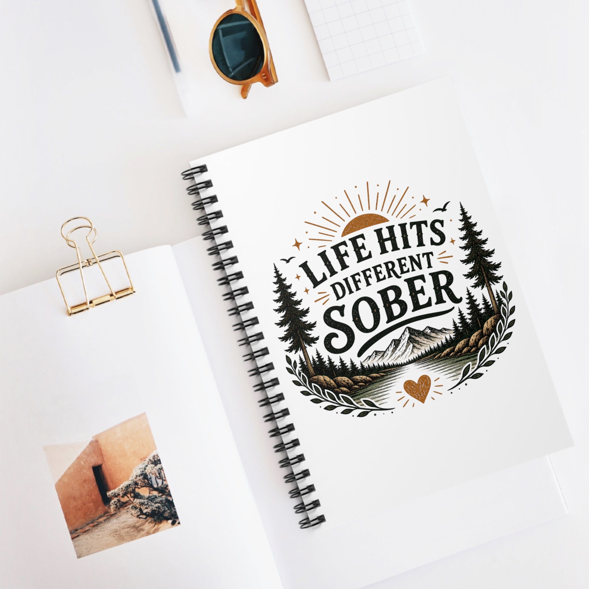 Sober Life Spiral Notebook — "Life Hits Different Sober" Ruled Journal