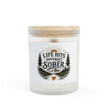Sober Recovery Candle — “Life Hits Different Sober” Frosted Glass 11oz