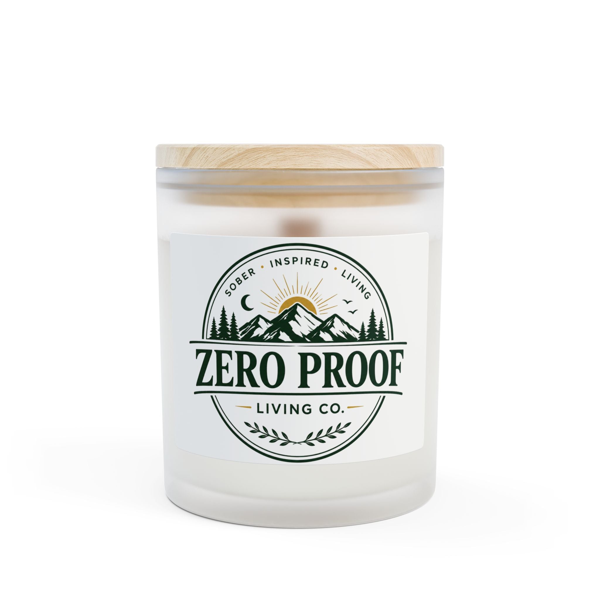 Zero Proof Living Co. Frosted Glass Candle — 11oz Sober Lifestyle Candle